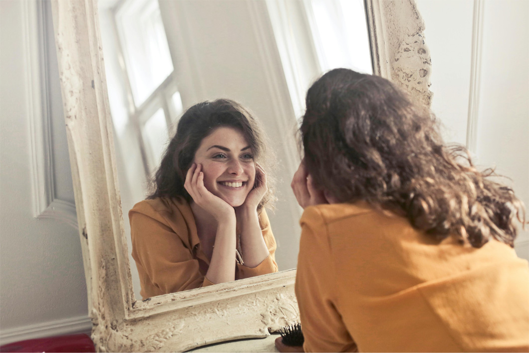 Woman Happy with Reflection
